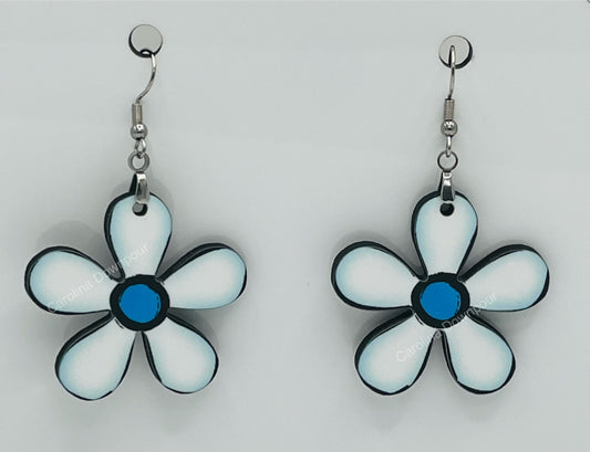 Hippie Flower (Blue) -Ear Rings