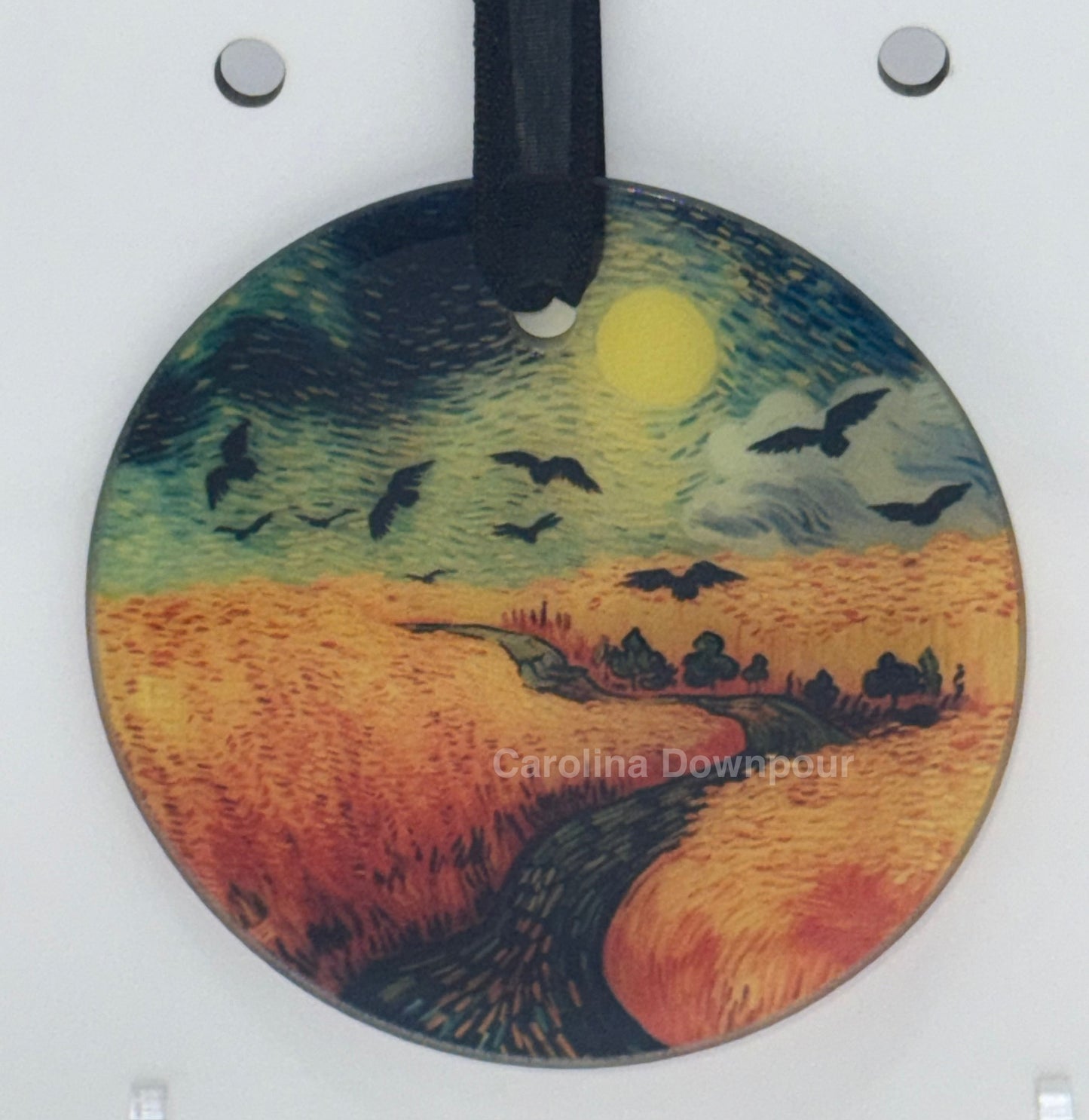 Van Gogh Crows-Glass Round Ornament