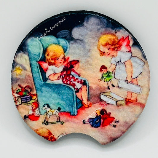 Children Playing (2-Pack)-Car Coasters