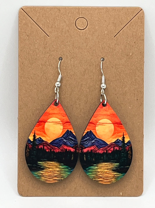 Mountain Sunset-Ear Rings