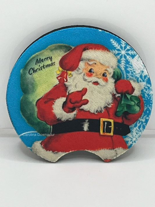 Vintage Animated Santa (2-Pack)-Car Coasters