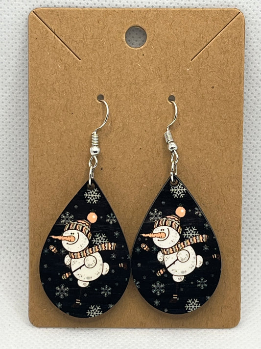 Ice Skating Snowman-Ear Rings